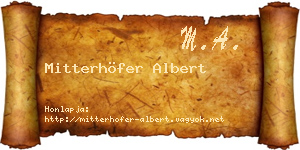 Mitterhöfer Albert névjegykártya