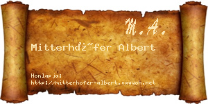 Mitterhöfer Albert névjegykártya